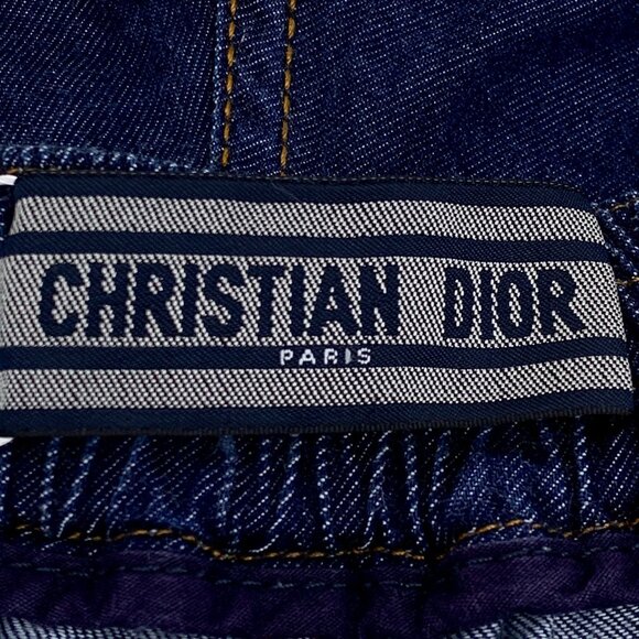 Christian Dior Paris Denim Wide-Leg Pants With Side Stripe & Drawstring Waist - Picture 4 of 7